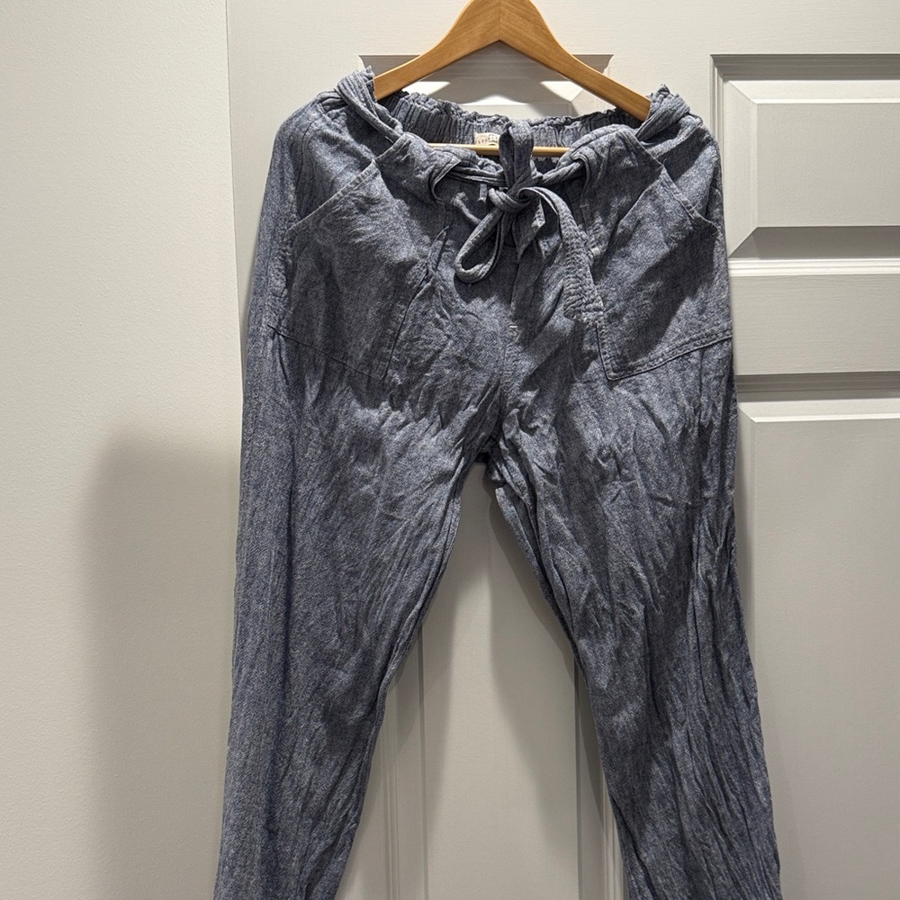 Casual Blue Wide Leg Pants